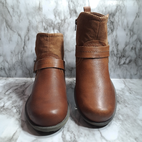 Earth Origins By Earth Women's Paris Ankle Boots Suede Leather Brown Size 9W - Picture 3 of 16